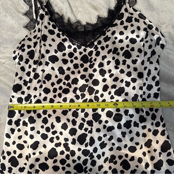 Anthropologie V-Neck Open Back Lace Trim Animal Print Slip Dress Size Medium - Picture 11 of 12